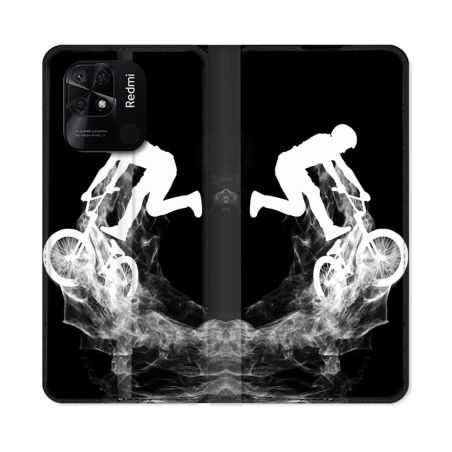 Housse cuir portefeuille Pour Xiaomi Redmi 10C Sport VTT Noir