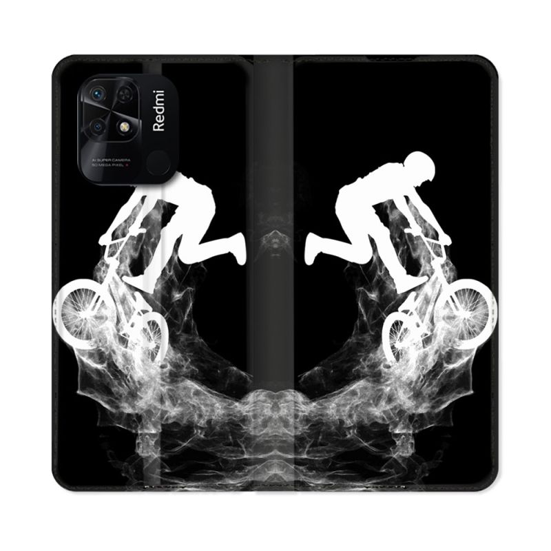 Housse cuir portefeuille Pour Xiaomi Redmi 10C Sport VTT Noir