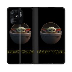 Housse cuir portefeuille Pour Xiaomi Redmi 10C Star Wars - Yoda bebe noir