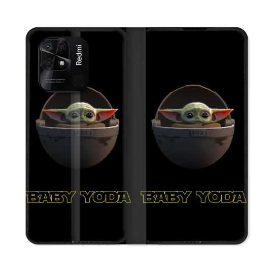 Housse cuir portefeuille Pour Xiaomi Redmi 10C Star Wars - Yoda bebe noir