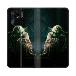 Housse cuir portefeuille Pour Xiaomi Redmi 10C Star Wars - Yoda sombre