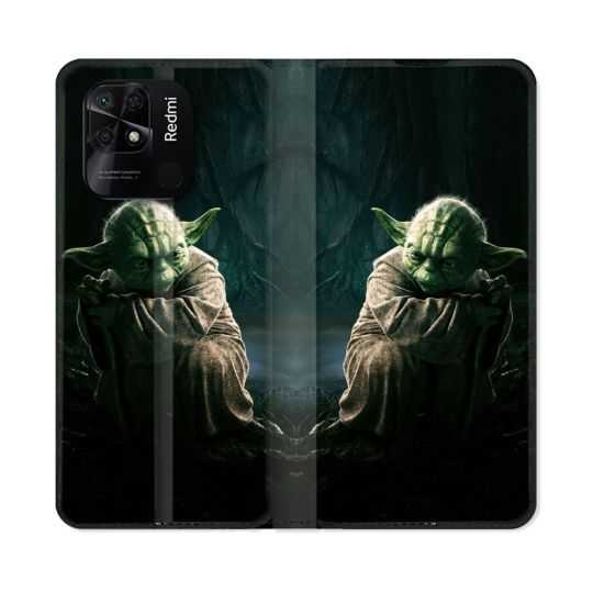 Housse cuir portefeuille Pour Xiaomi Redmi 10C Star Wars - Yoda sombre