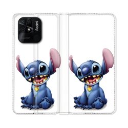 Housse cuir portefeuille Pour Xiaomi Redmi 10C Stitch Blanc