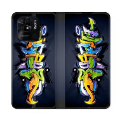 Housse cuir portefeuille Pour Xiaomi Redmi 10C Street Art Graffiti