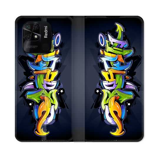 Housse cuir portefeuille Pour Xiaomi Redmi 10C Street Art Graffiti