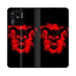 Housse cuir portefeuille Pour Xiaomi Redmi 10C Tete de Mort Diable