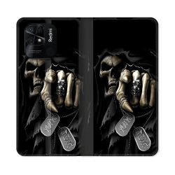 Housse cuir portefeuille Pour Xiaomi Redmi 10C Tete de Mort Your Next