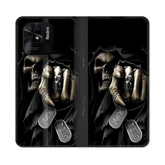 Housse cuir portefeuille Pour Xiaomi Redmi 10C Tete de Mort Your Next