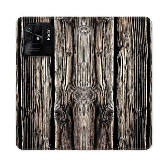 Housse cuir portefeuille Pour Xiaomi Redmi 10C Texture Bois