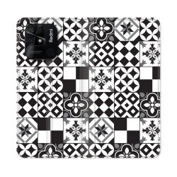 Housse cuir portefeuille Pour Xiaomi Redmi 10C Texture Carreau Ciment Noir