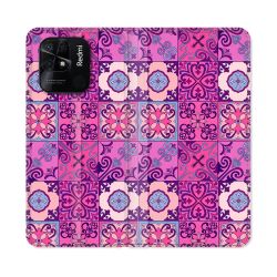Housse cuir portefeuille Pour Xiaomi Redmi 10C Texture Carreau Ciment Violet