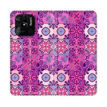Housse cuir portefeuille Pour Xiaomi Redmi 10C Texture Carreau Ciment Violet