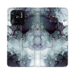 Housse cuir portefeuille Pour Xiaomi Redmi 10C Texture Marbre Gris