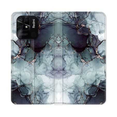 Housse cuir portefeuille Pour Xiaomi Redmi 10C Texture Marbre Gris