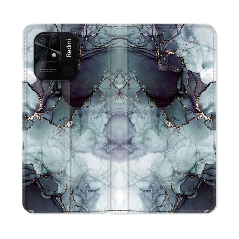 Housse cuir portefeuille Pour Xiaomi Redmi 10C Texture Marbre Gris