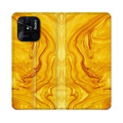 Housse cuir portefeuille Pour Xiaomi Redmi 10C Texture Marbre Jaune