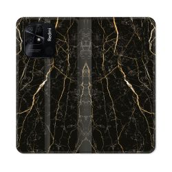 Housse cuir portefeuille Pour Xiaomi Redmi 10C Texture Marbre Noir