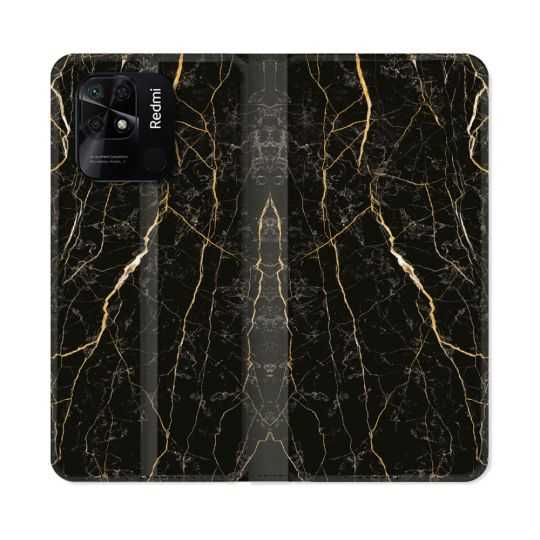 Housse cuir portefeuille Pour Xiaomi Redmi 10C Texture Marbre Noir