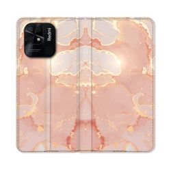 Housse cuir portefeuille Pour Xiaomi Redmi 10C Texture Marbre Rose