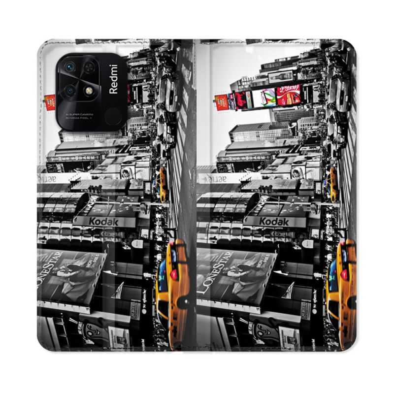 Housse cuir portefeuille Pour Xiaomi Redmi 10C Voyage Amerique USA New York Taxi