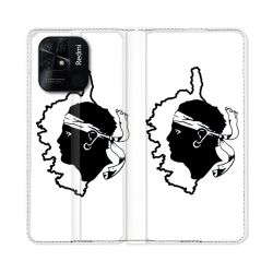 Housse cuir portefeuille Pour Xiaomi Redmi 10C Voyage Corse Blanc