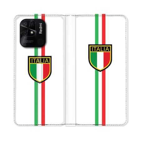 Housse cuir portefeuille Pour Xiaomi Redmi 10C Voyage Italie 3 Blanc
