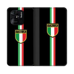 Housse cuir portefeuille Pour Xiaomi Redmi 10C Voyage Italie 3 Noir