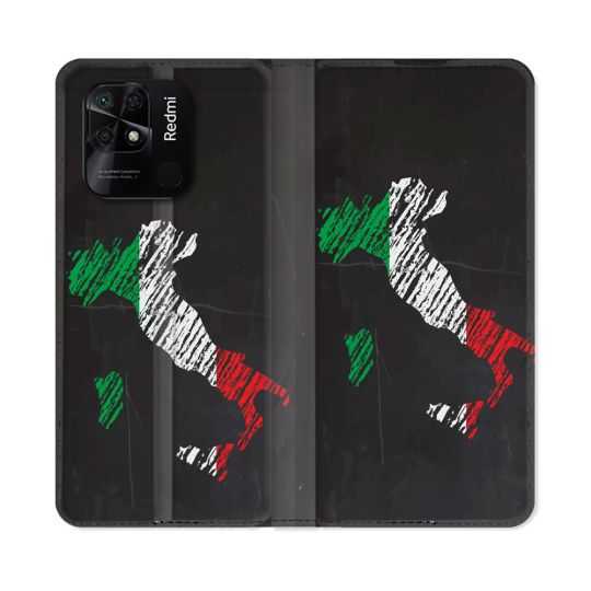 Housse cuir portefeuille Pour Xiaomi Redmi 10C Voyage Italie Botte