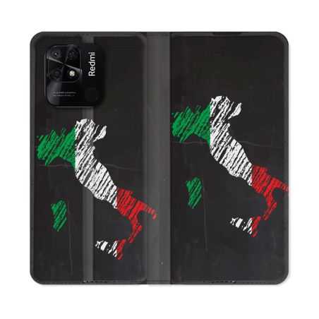 Housse cuir portefeuille Pour Xiaomi Redmi 10C Voyage Italie Botte