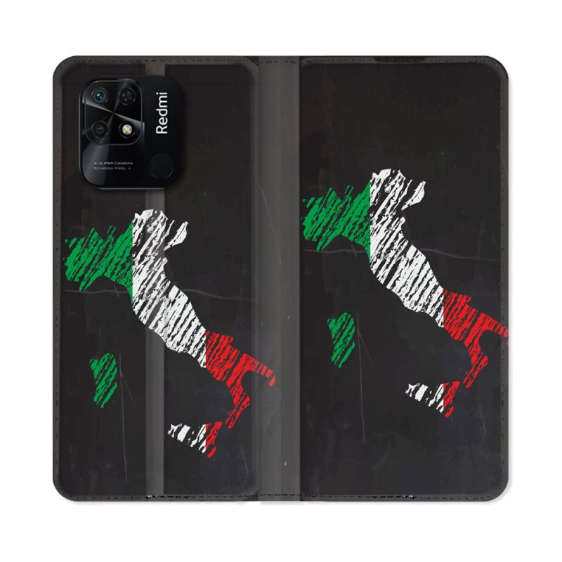 Housse cuir portefeuille Pour Xiaomi Redmi 10C Voyage Italie Botte