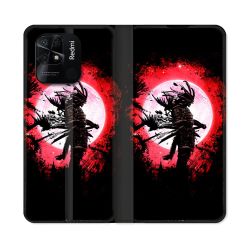 Housse cuir portefeuille Pour Xiaomi Redmi 10C Voyage Japon Samourai