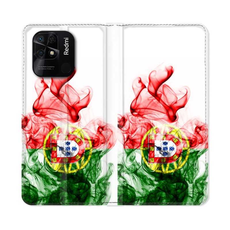 Housse cuir portefeuille Pour Xiaomi Redmi 10C Voyage Portugal Flamme