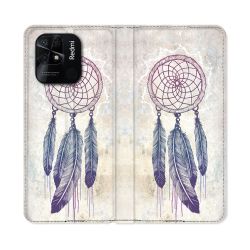 Housse cuir portefeuille Pour Xiaomi Redmi 10C Zen Attrape Reve Blanc