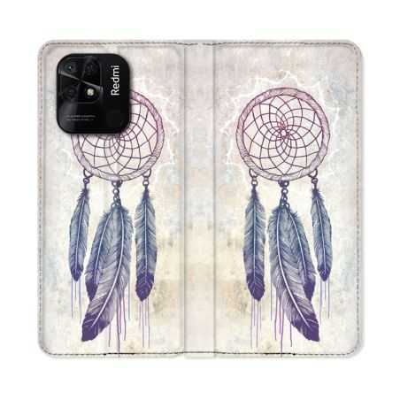 Housse cuir portefeuille Pour Xiaomi Redmi 10C Zen Attrape Reve Blanc