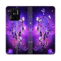 Housse cuir portefeuille Pour Xiaomi Redmi 10C Zen Attrape Reve Papillon