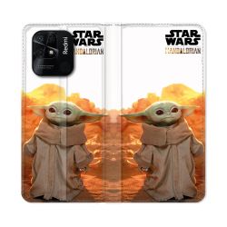 Housse cuir portefeuille Pour Xiaomi Redmi 10C Star Wars - Yoda bebe soleil