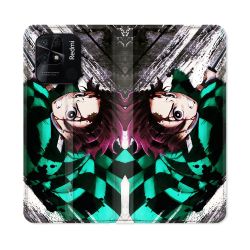 Housse cuir portefeuille Pour Xiaomi Redmi 10C Manga Demon Slayer Tanjiro