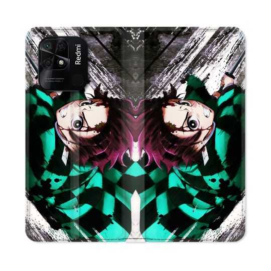 Housse cuir portefeuille Pour Xiaomi Redmi 10C Manga Demon Slayer Tanjiro