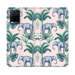 Housse cuir portefeuille Pour Vivo Y21 / Y21S / Y33S Animal Elephant Pattern