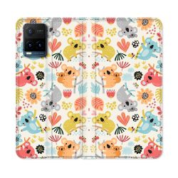 Housse cuir portefeuille Pour Vivo Y21 / Y21S / Y33S Animal Koala Pattern
