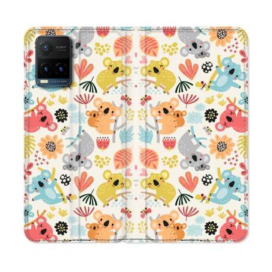 Housse cuir portefeuille Pour Vivo Y21 / Y21S / Y33S Animal Koala Pattern
