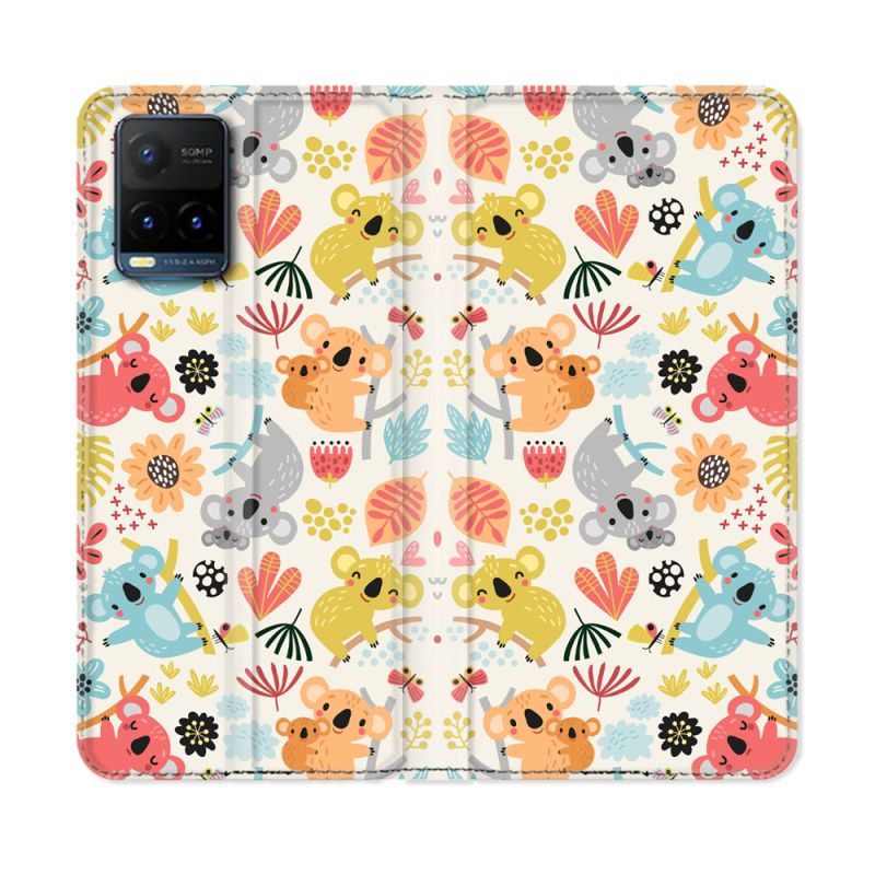 Housse cuir portefeuille Pour Vivo Y21 / Y21S / Y33S Animal Koala Pattern