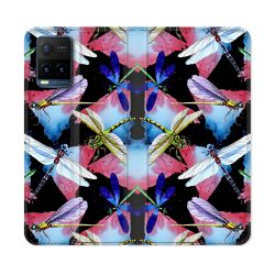 Housse cuir portefeuille Pour Vivo Y21 / Y21S / Y33S Animal Libellule