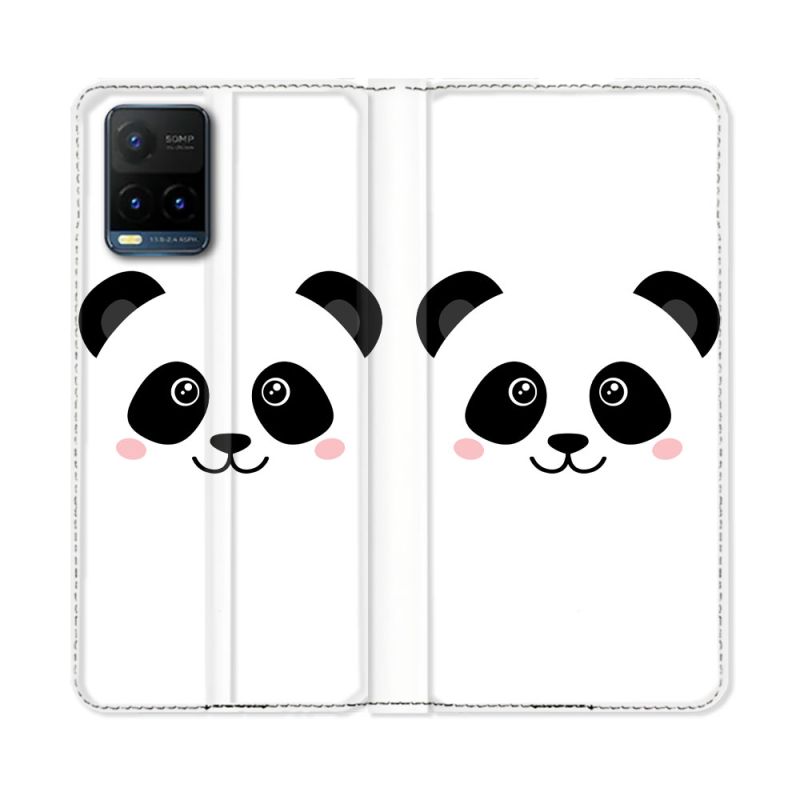 Housse cuir portefeuille Pour Vivo Y21 / Y21S / Y33S Animal Panda Blanc
