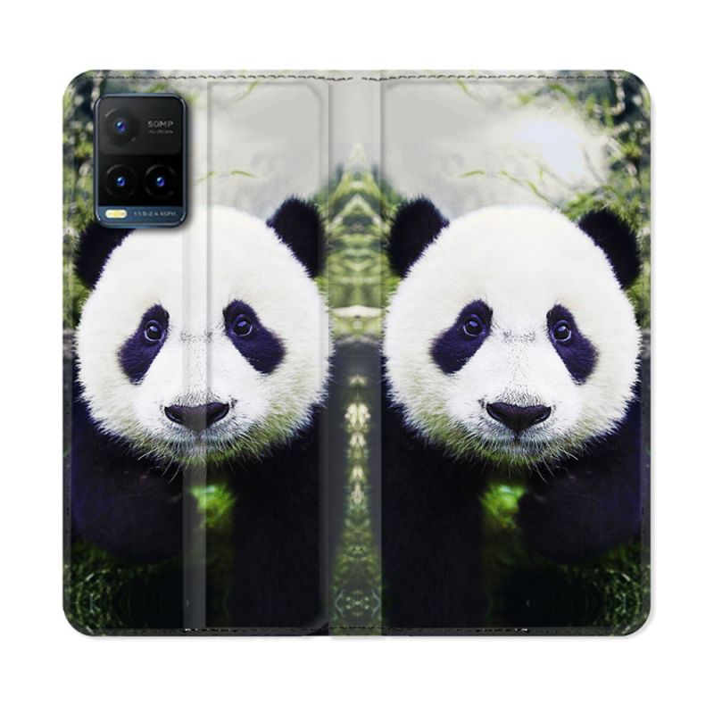 Housse cuir portefeuille Pour Vivo Y21 / Y21S / Y33S Animal Panda Color