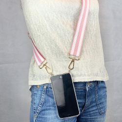 Coque Transparente Pour Xiaomi Mi 10T / Mi 10T Pro avec Lanière / Bandoulière / Cordon téléphone réglable tissu Rose Blanc