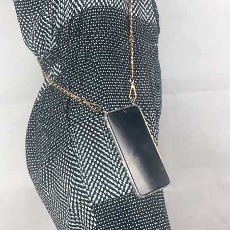 Coque Transparente Pour Samsung Galaxy S20 FE / S20FE avec Lanière / Bandoulière / Cordon téléphone Chaine et Cuir Blanc