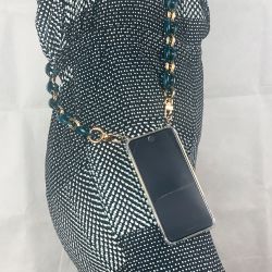 Coque Transparente Pour Samsung Galaxy S21 avec Lanière / Bandoulière / Cordon téléphone Anneaux Bleu et Or