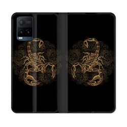 Housse cuir portefeuille Pour Vivo Y21 / Y21S / Y33S Animal Scorpion Fresque