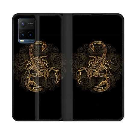 Housse cuir portefeuille Pour Vivo Y21 / Y21S / Y33S Animal Scorpion Fresque